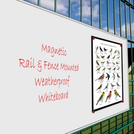 Rail Mounted Outdoor Magnetic Whiteboard - 5 Year Surface Guarantee